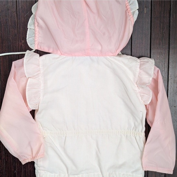Vintage Jacket 80s 90s Baby Girl 3T Pink Flamingo Palm Tree Applique Hood White - Picture 3 of 4